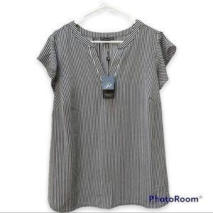 ADRIANNA PAPELL  Striped V-Neck Flutter Sleeve Plus Size Blouse  2X